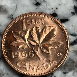 1966  AU 55 Condition Canadian Cent