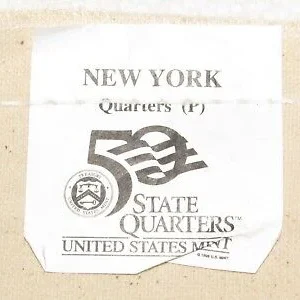 Uncirculated US MInt sack of $25 worth of New York State quarters